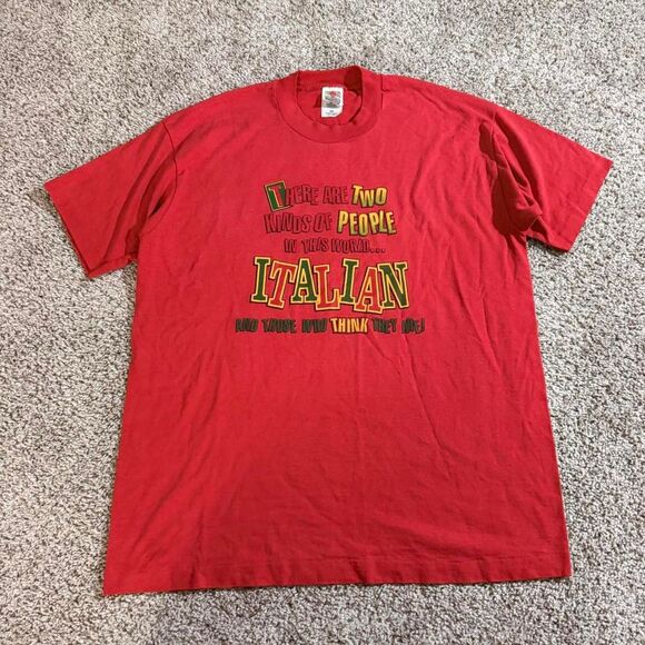 Fruit of the Loom Other - Vintage Italian T-Shirt XL Red Single Stitch “There Are Two Kinds of People"